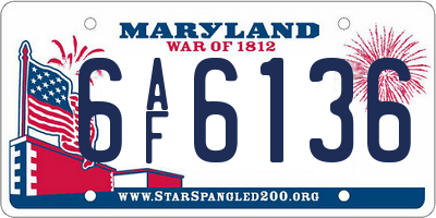 MD license plate 6AF6136