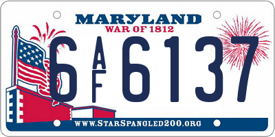 MD license plate 6AF6137