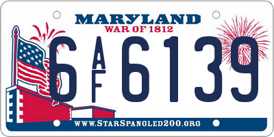 MD license plate 6AF6139