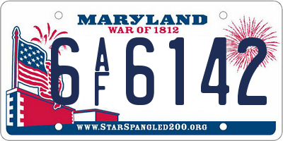 MD license plate 6AF6142