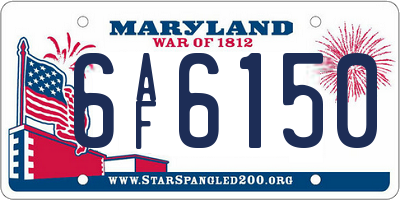 MD license plate 6AF6150