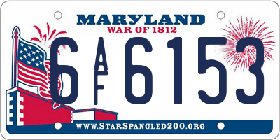 MD license plate 6AF6153
