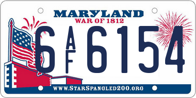 MD license plate 6AF6154