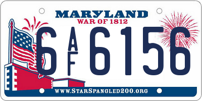 MD license plate 6AF6156