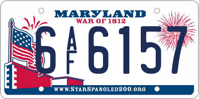 MD license plate 6AF6157