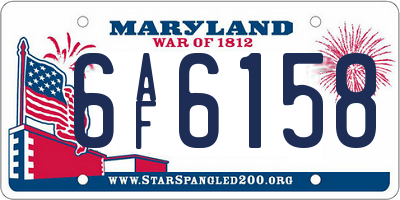 MD license plate 6AF6158