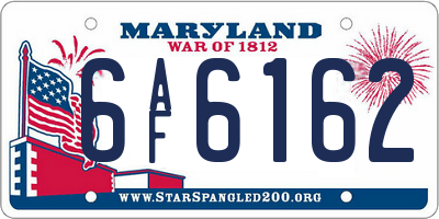 MD license plate 6AF6162