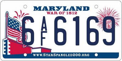 MD license plate 6AF6169