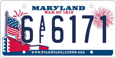 MD license plate 6AF6171
