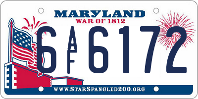 MD license plate 6AF6172