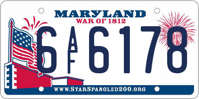 MD license plate 6AF6178