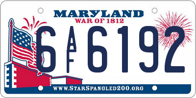 MD license plate 6AF6192