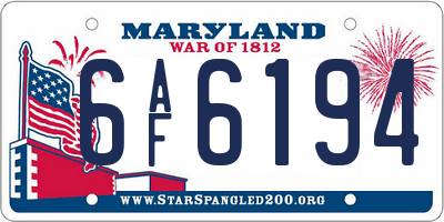 MD license plate 6AF6194
