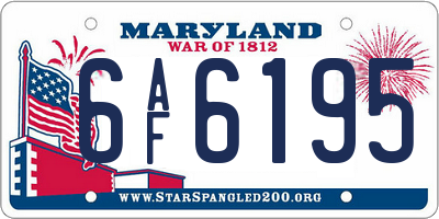MD license plate 6AF6195