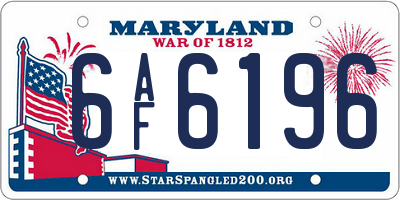MD license plate 6AF6196