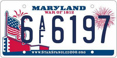 MD license plate 6AF6197