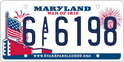 MD license plate 6AF6198