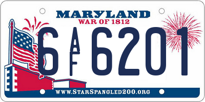 MD license plate 6AF6201