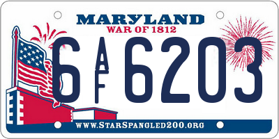 MD license plate 6AF6203