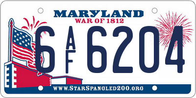 MD license plate 6AF6204