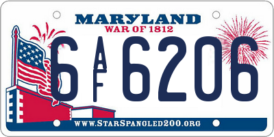 MD license plate 6AF6206