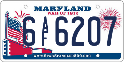 MD license plate 6AF6207