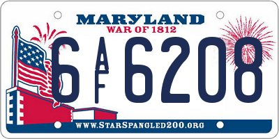 MD license plate 6AF6208