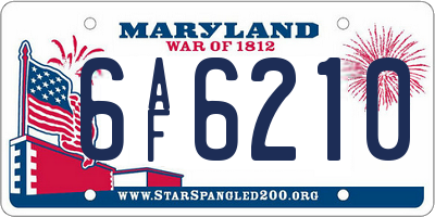 MD license plate 6AF6210