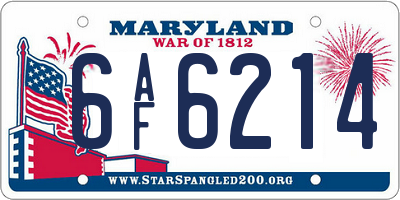 MD license plate 6AF6214