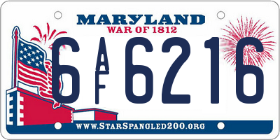 MD license plate 6AF6216