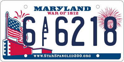 MD license plate 6AF6218