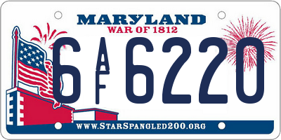 MD license plate 6AF6220
