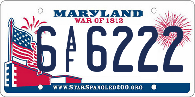 MD license plate 6AF6222