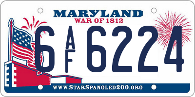MD license plate 6AF6224