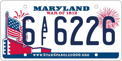 MD license plate 6AF6226