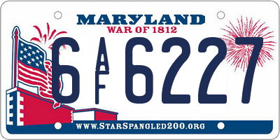 MD license plate 6AF6227