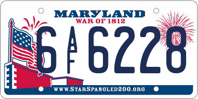 MD license plate 6AF6228