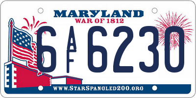 MD license plate 6AF6230