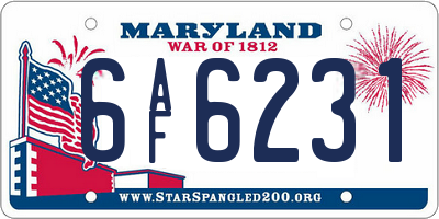 MD license plate 6AF6231