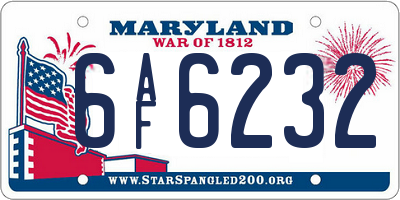MD license plate 6AF6232