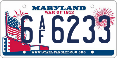 MD license plate 6AF6233