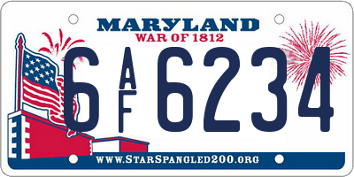 MD license plate 6AF6234