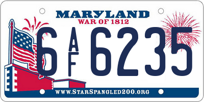 MD license plate 6AF6235