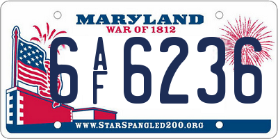MD license plate 6AF6236