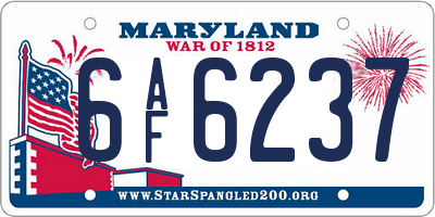 MD license plate 6AF6237