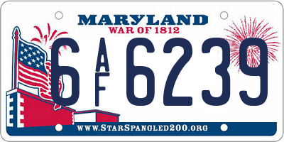 MD license plate 6AF6239