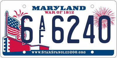MD license plate 6AF6240