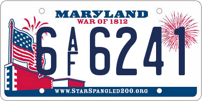 MD license plate 6AF6241