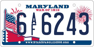 MD license plate 6AF6243