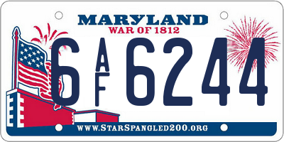 MD license plate 6AF6244